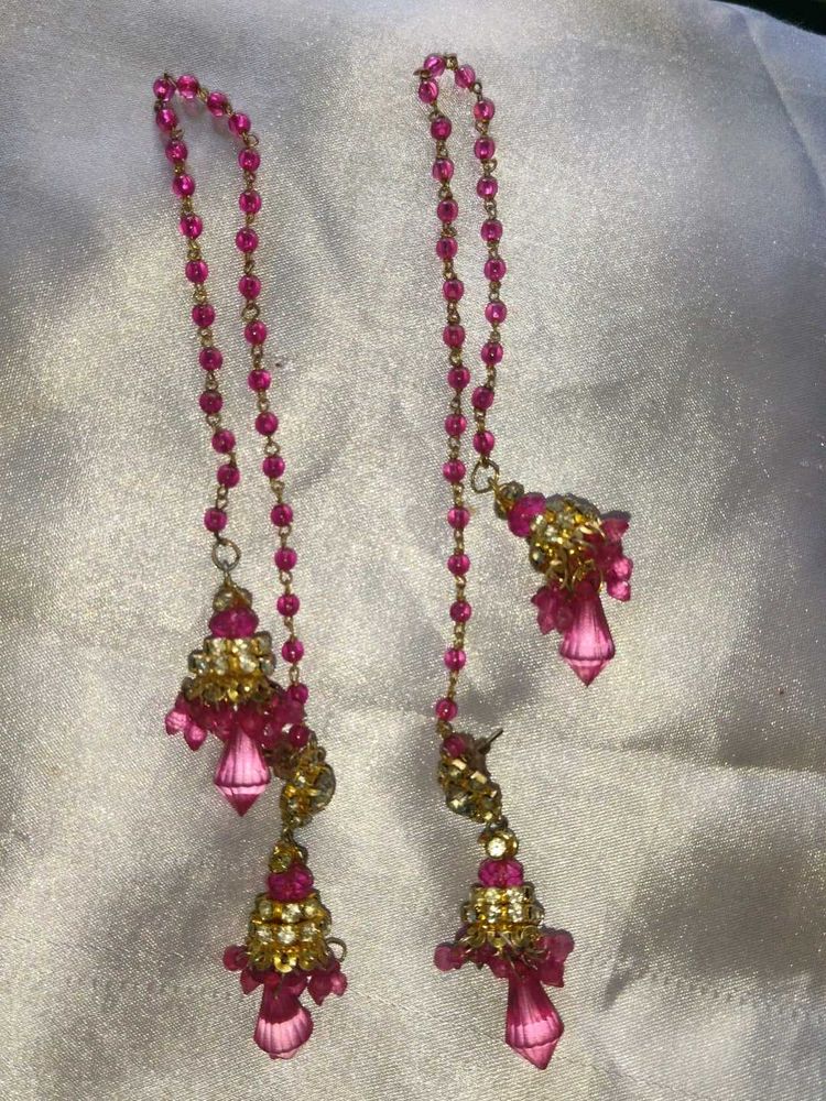Pink &amp; Gold Beaded Earring Charms