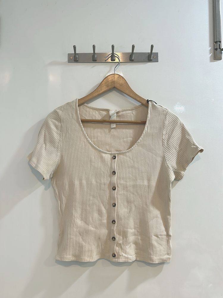 Beige Cropped Tee