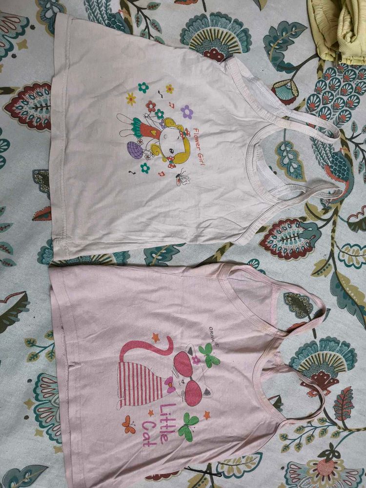 Two Printed Cream Colour Inners For 4-5 Years Girl