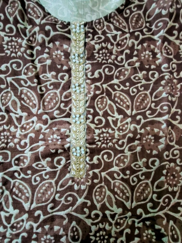 Silk Printed And Embroidery Kurti