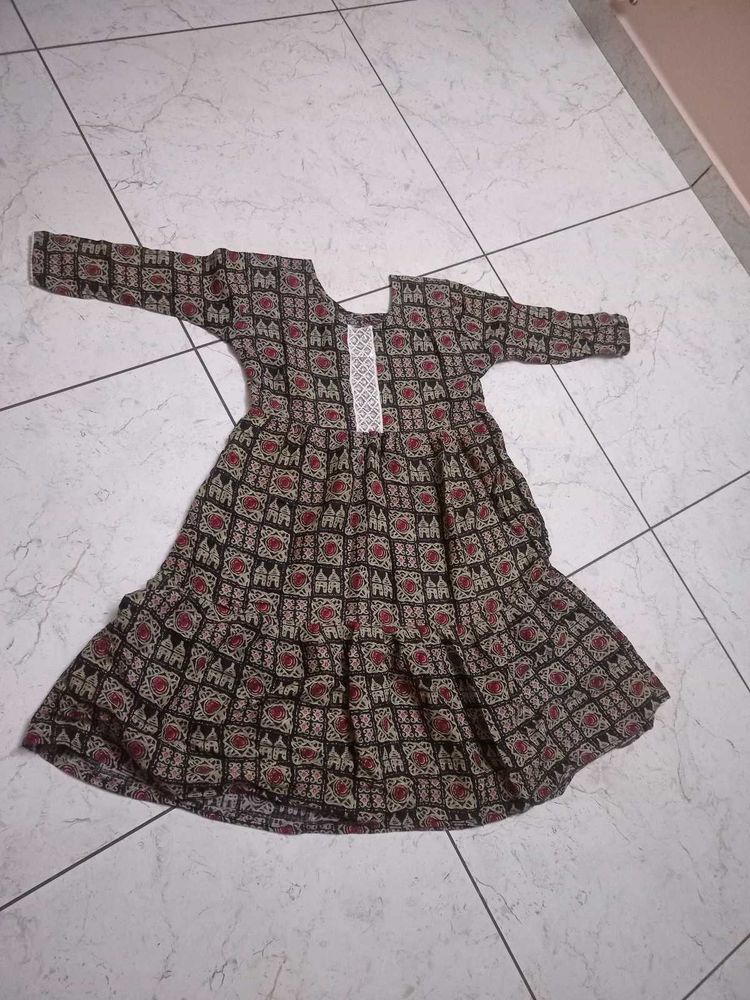 Girls&#39; Stylish Printed Cotton Frock