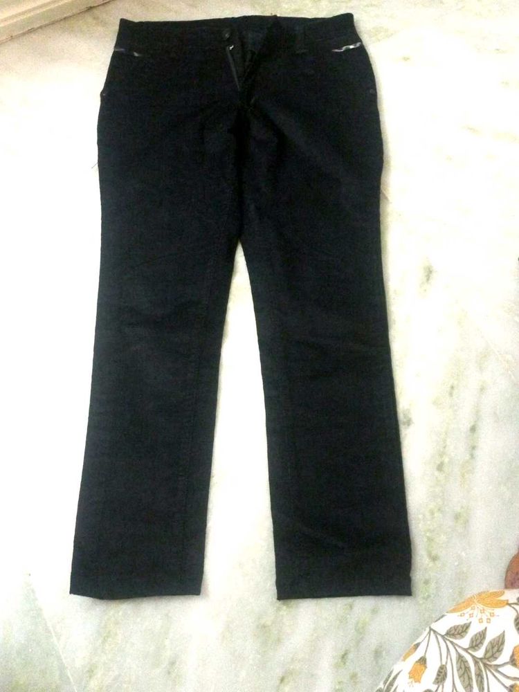 Black Cotton Blend  Semi Formal Pant