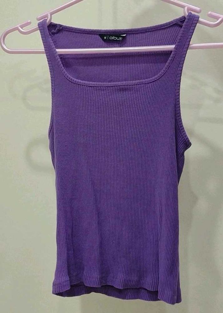 Purple Ribbed Tank Top