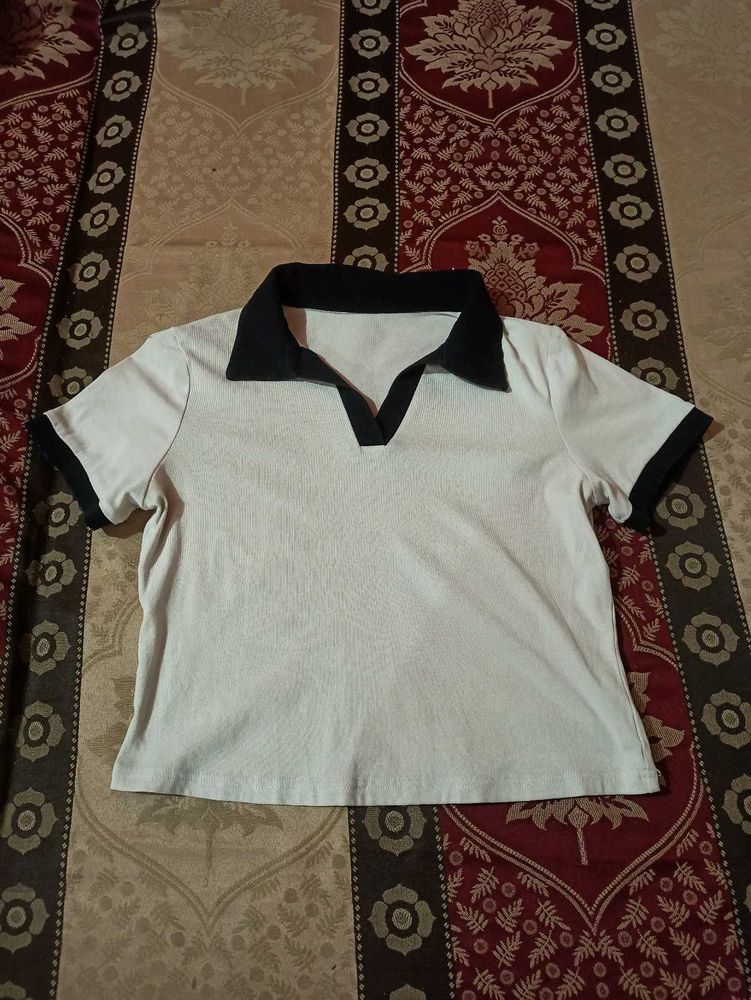 Cute White &amp; Black Polo Tee