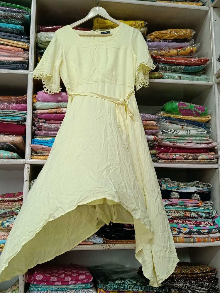 Pale Yellow High-Low Dress length -40 inches