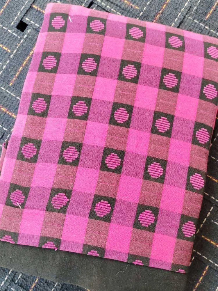 Pink Checked Dress Material