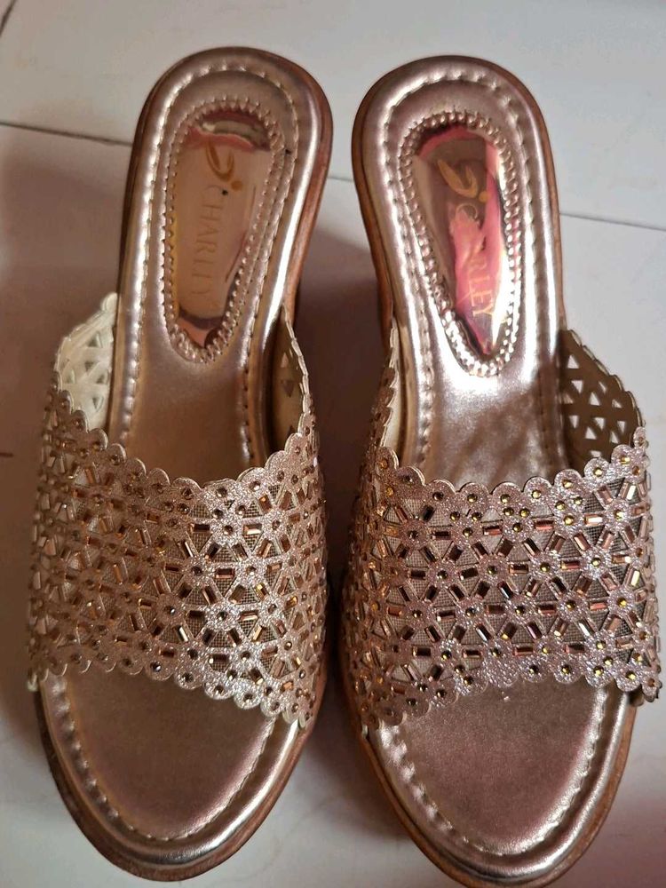 Rose Gold Wedge Heels