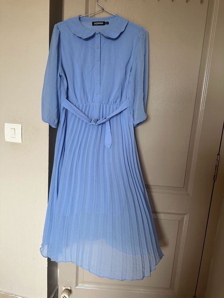 Sky Blue Fit And Flare Dress- M