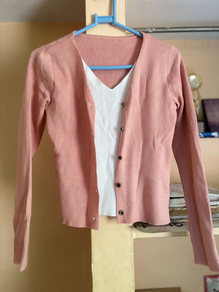 Peach Knit Cardigan