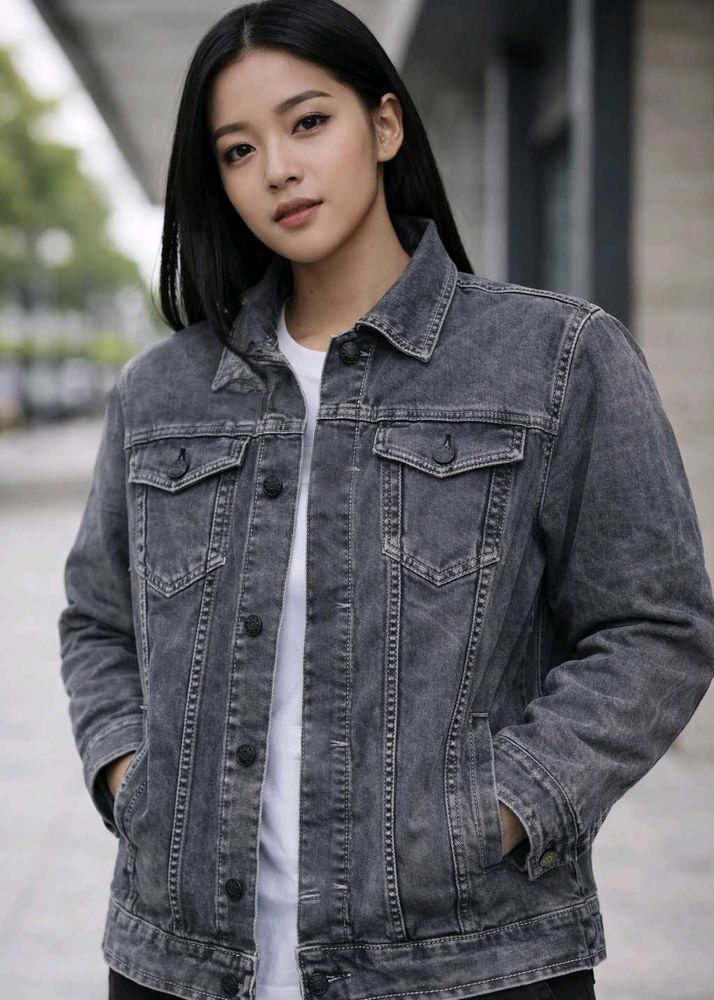 Trendy Gray Denim Jacket