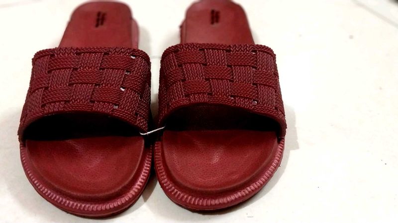 Burgundy Woven Slide Sandals