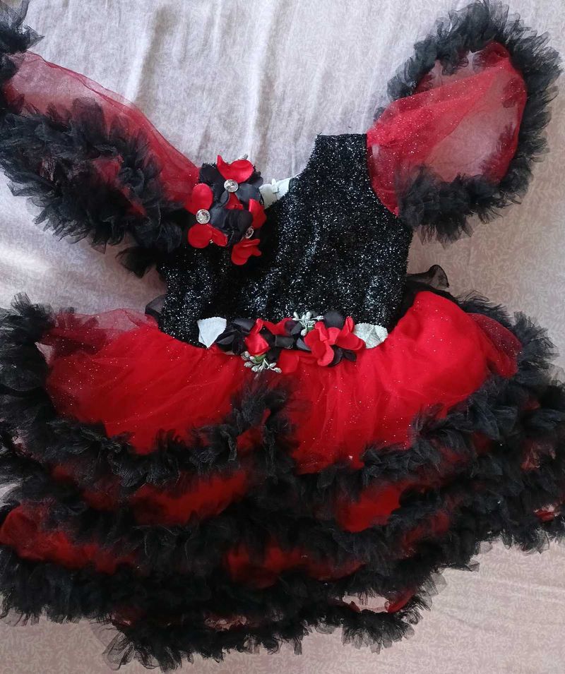 Kids Red &amp; Black Tutu Frock