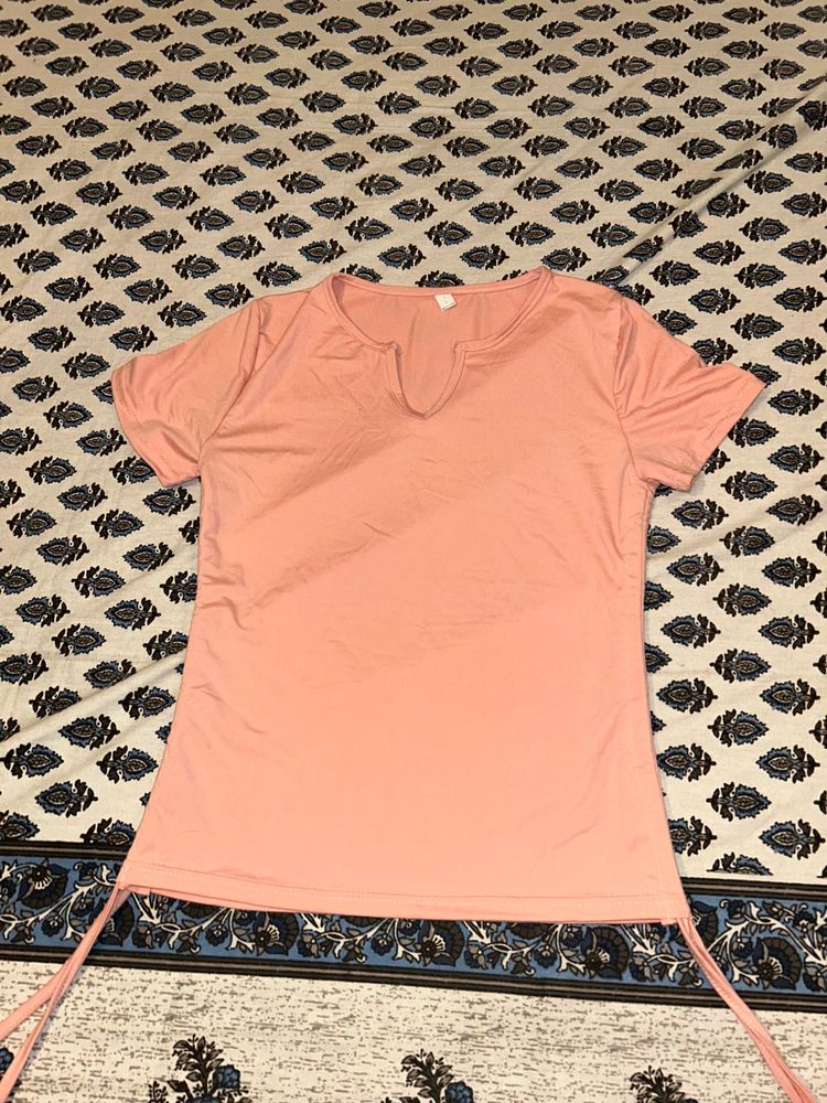 Peach Tie-Up Tunic Top