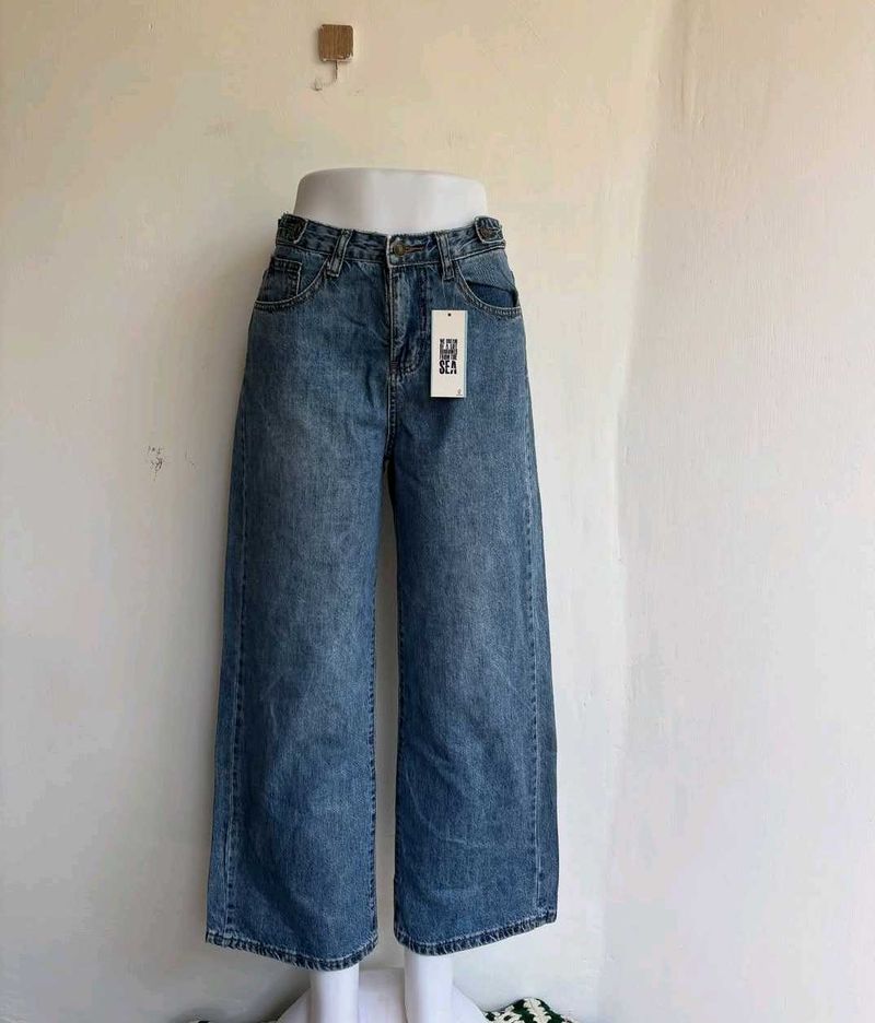 Blue Y2k Straight Jeans
