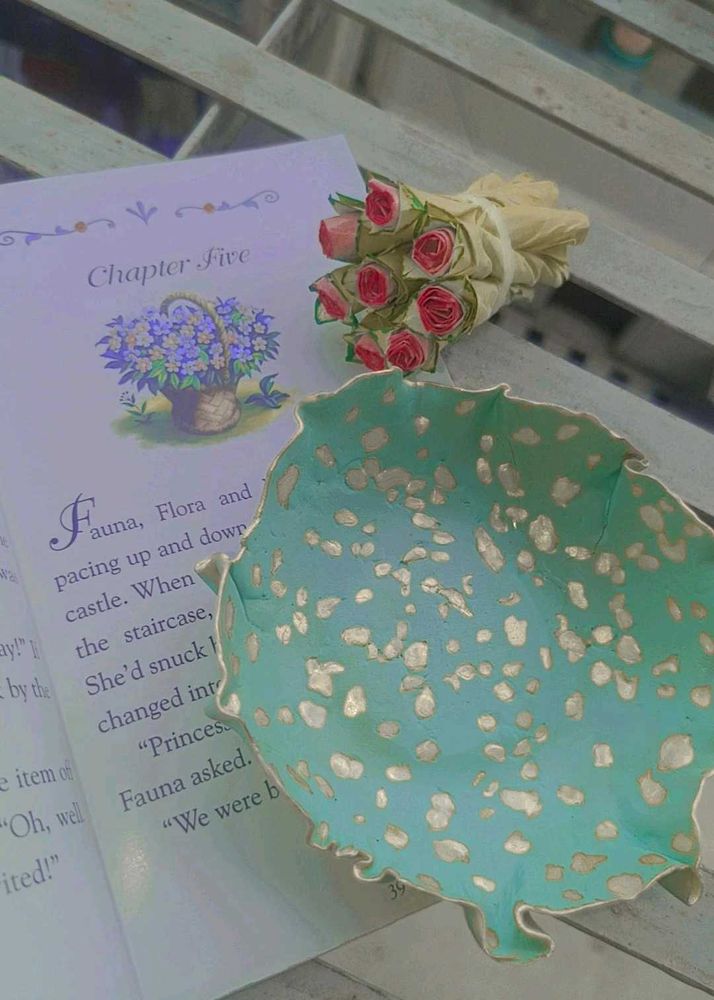 Handmade Trinket Dish - Turquoise &amp; Golden Color ✨