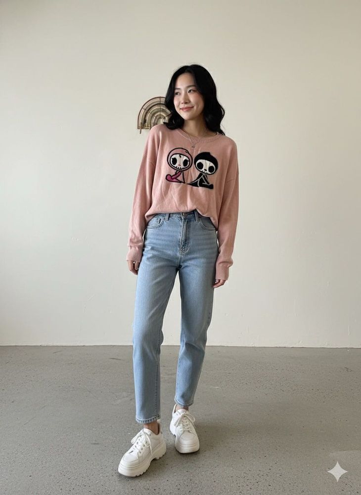 Cute Graphic Print Sweater