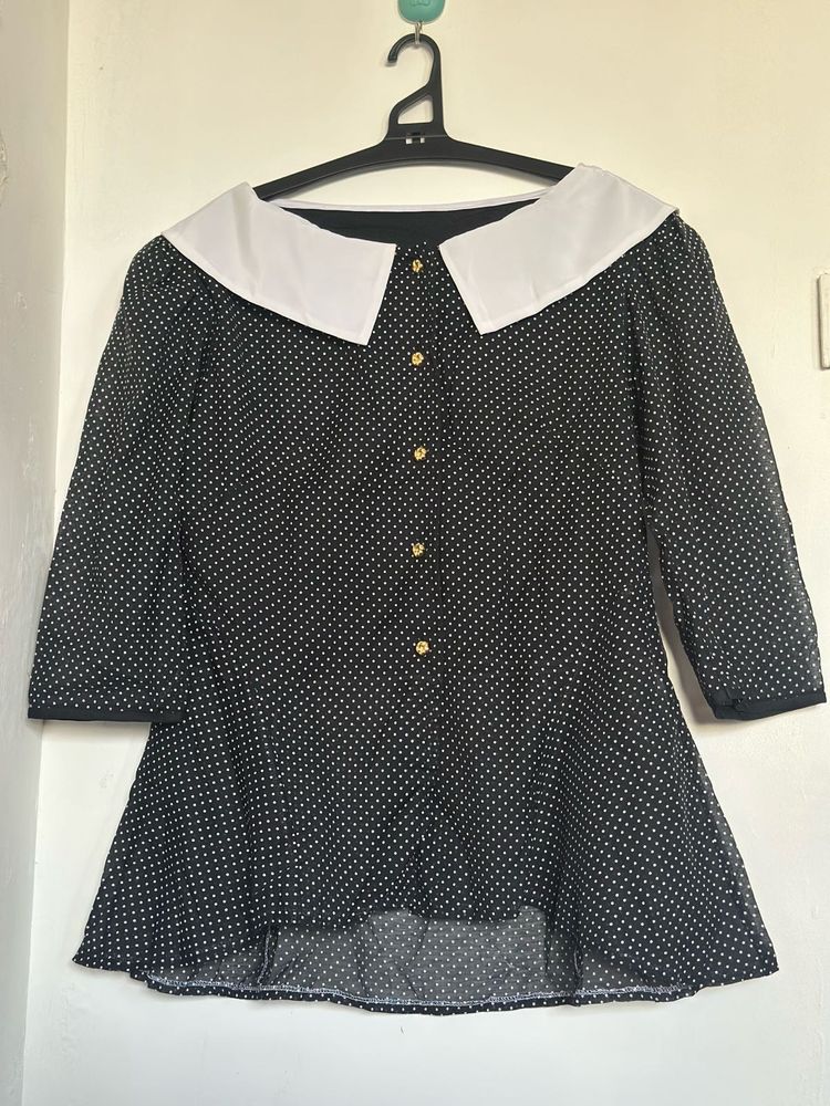 Polka Dot Peplum Top