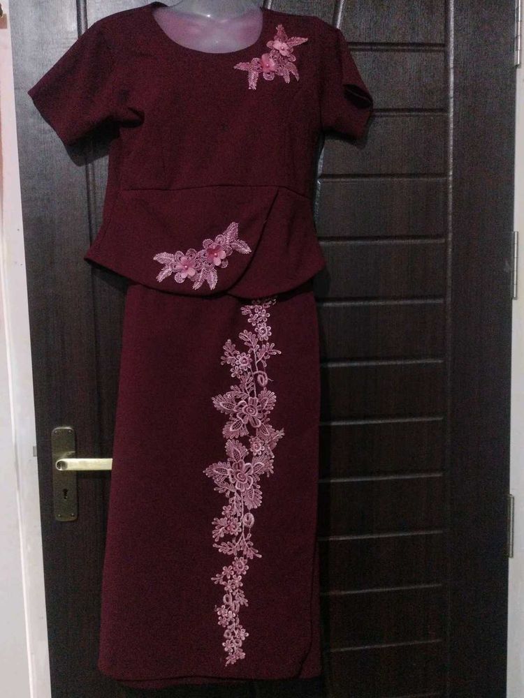 Burgundy Two-Piece Dress