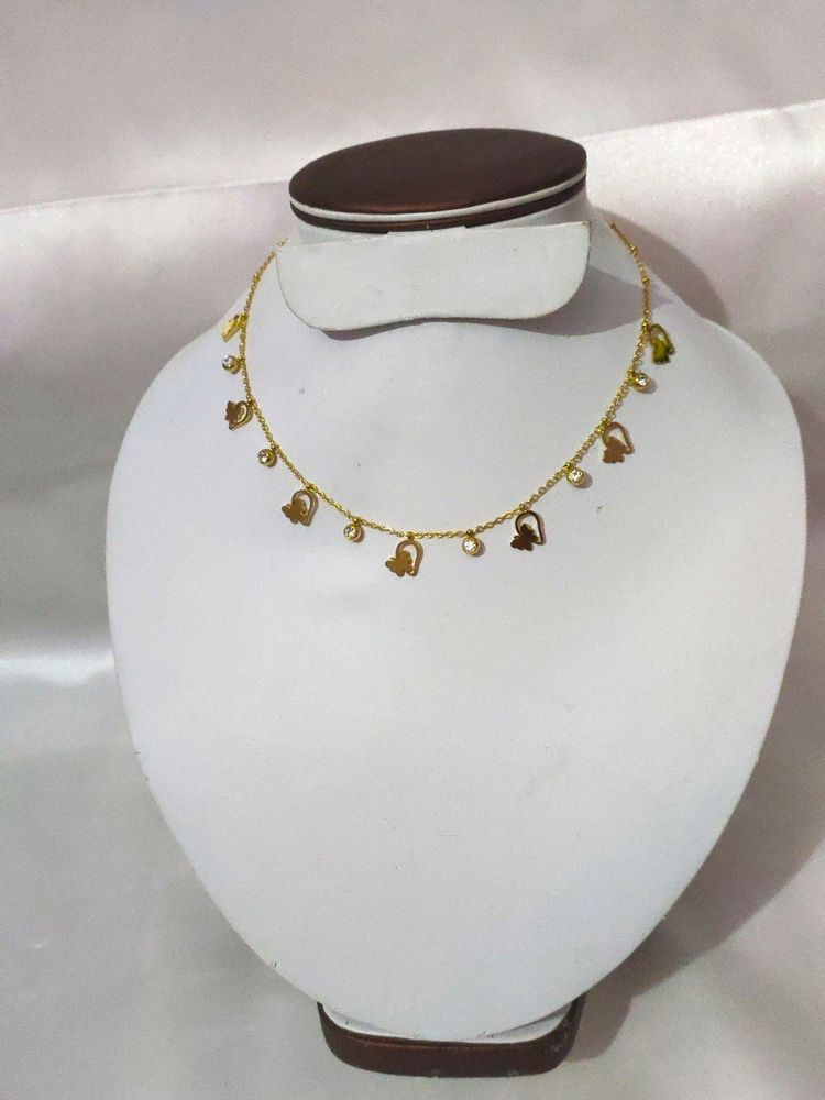 Anti Tarnish Golden Butterfly Charms Neckpiece
