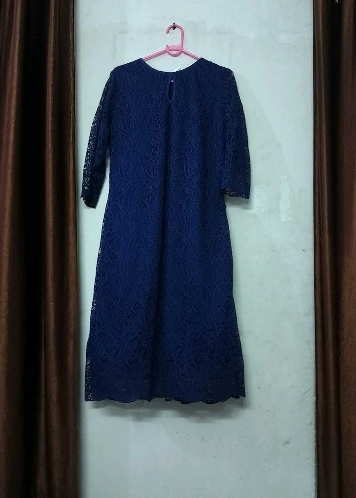 Elegant Blue Lace Dress
