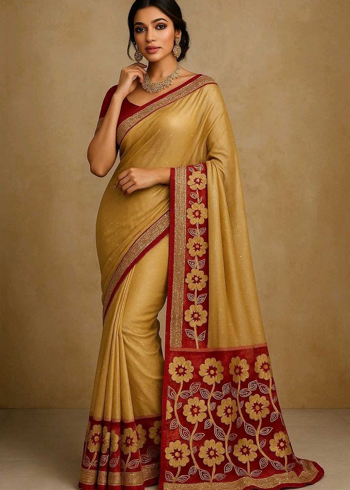 Elegant Cream Floral Saree ❤️