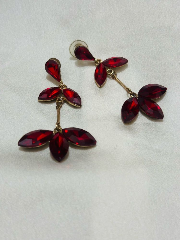 Retro Ruby Red Statement Earrings