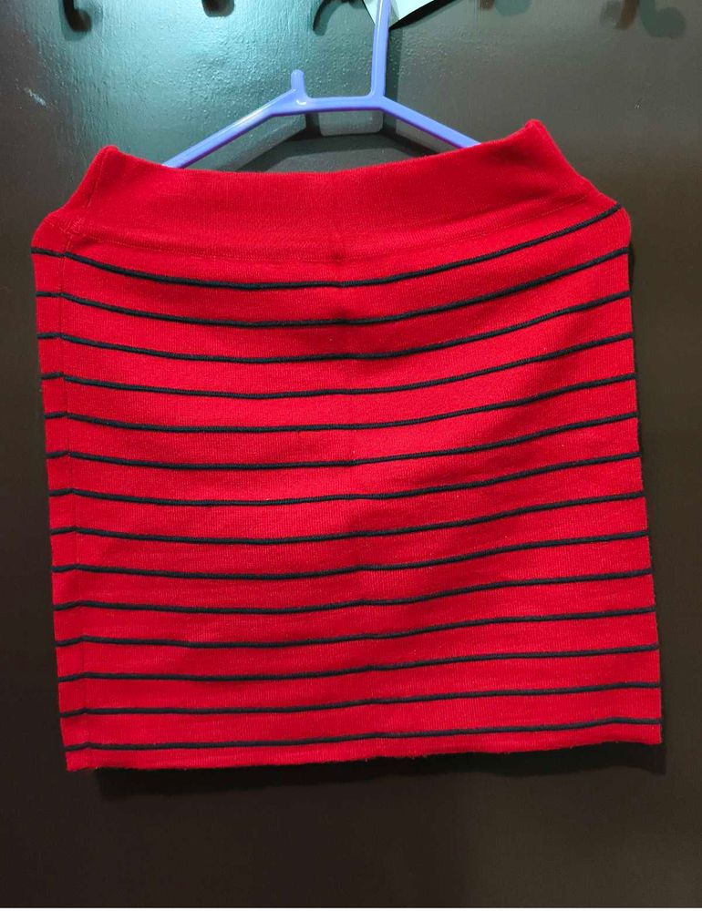 Red &amp; Black Striped Skirt