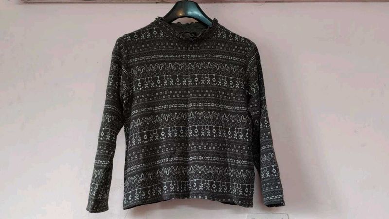 Patterned Mock Neck Top