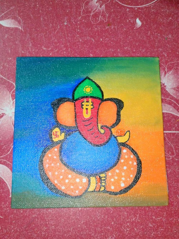 Acrylic Ganesha Canvas Painting