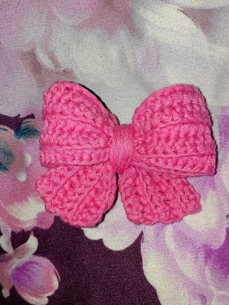 Crochet Bow Hair Clip 🎀