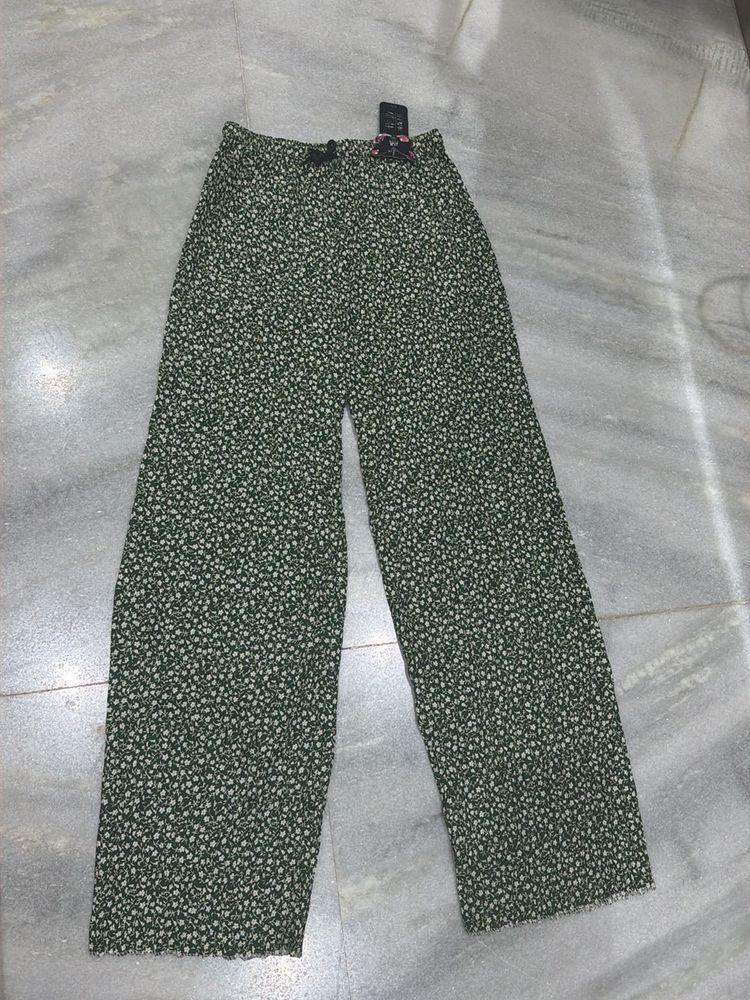 Floral Print Wide Leg Pants