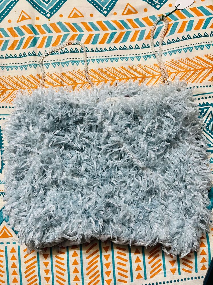 Fur Crystal Strap Crop Top