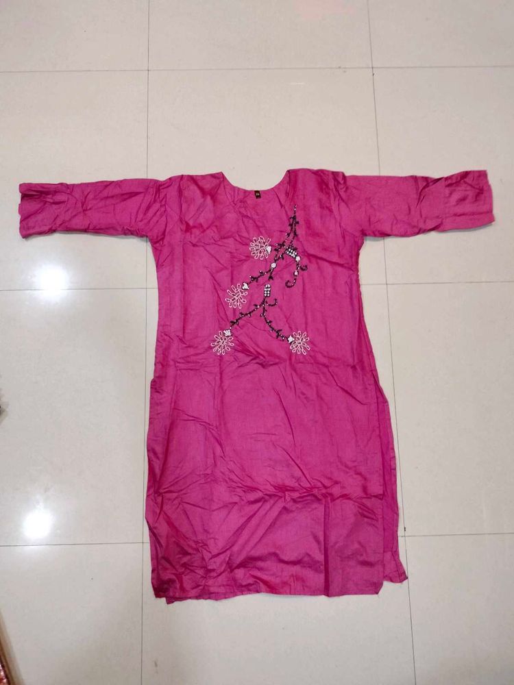 Pink Embroidered Kurti