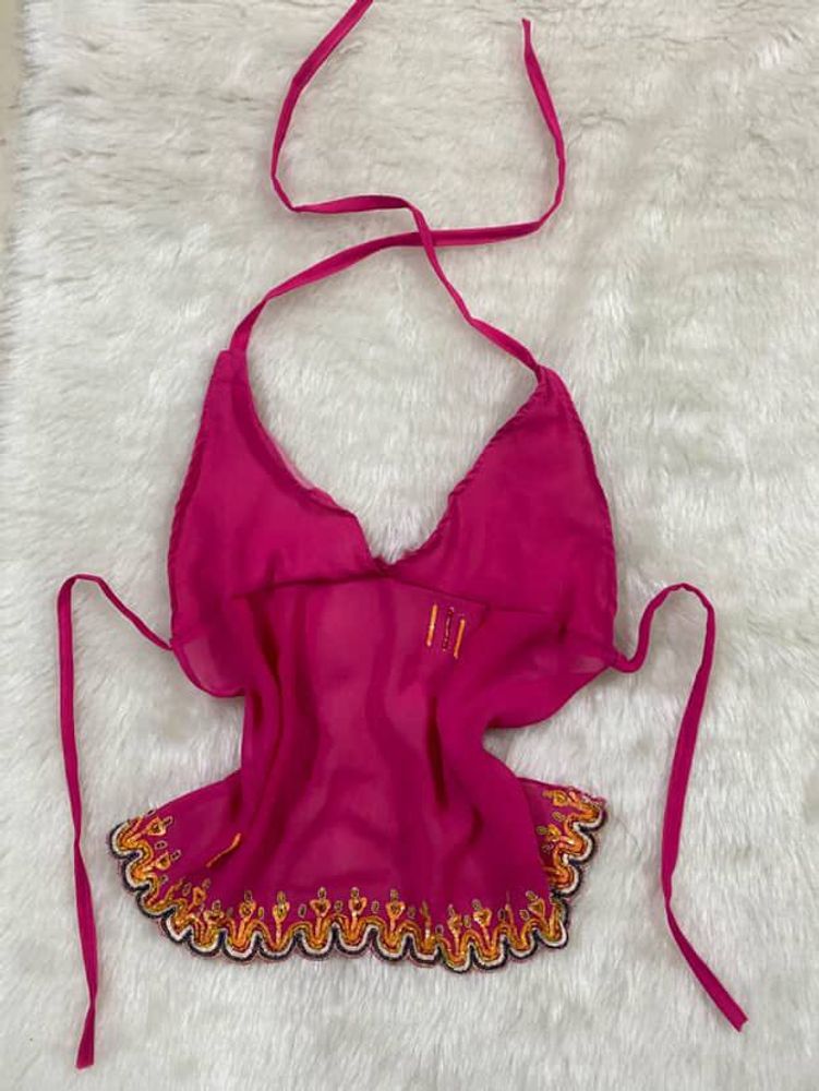 Pink Embroidered Halter Top
