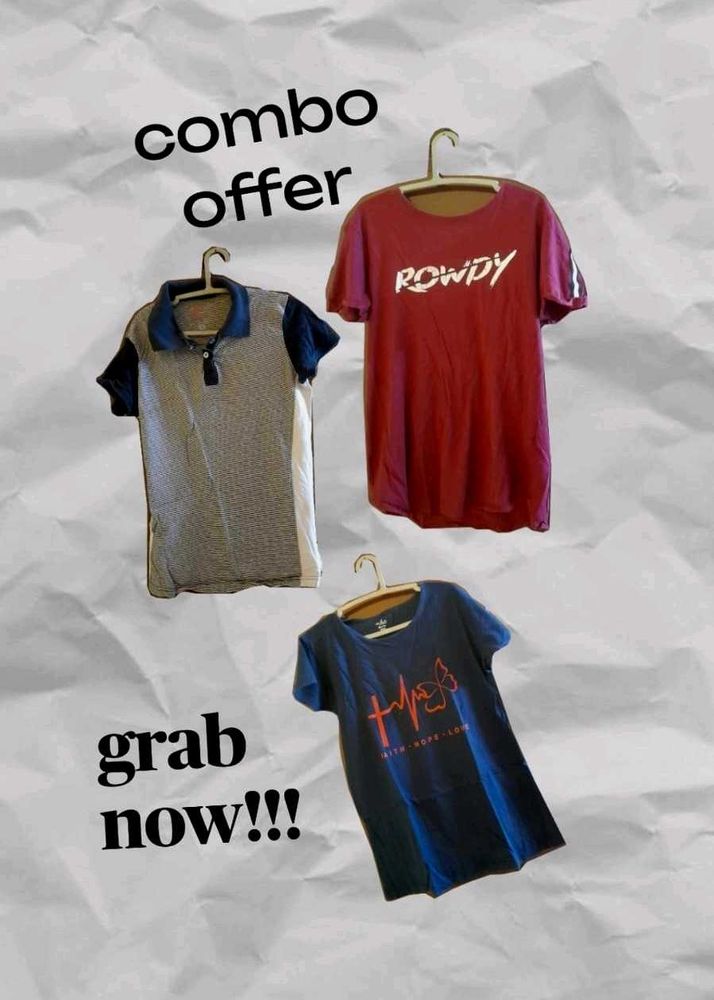 Combo Offer – 3 Trendy Tees (Size M)