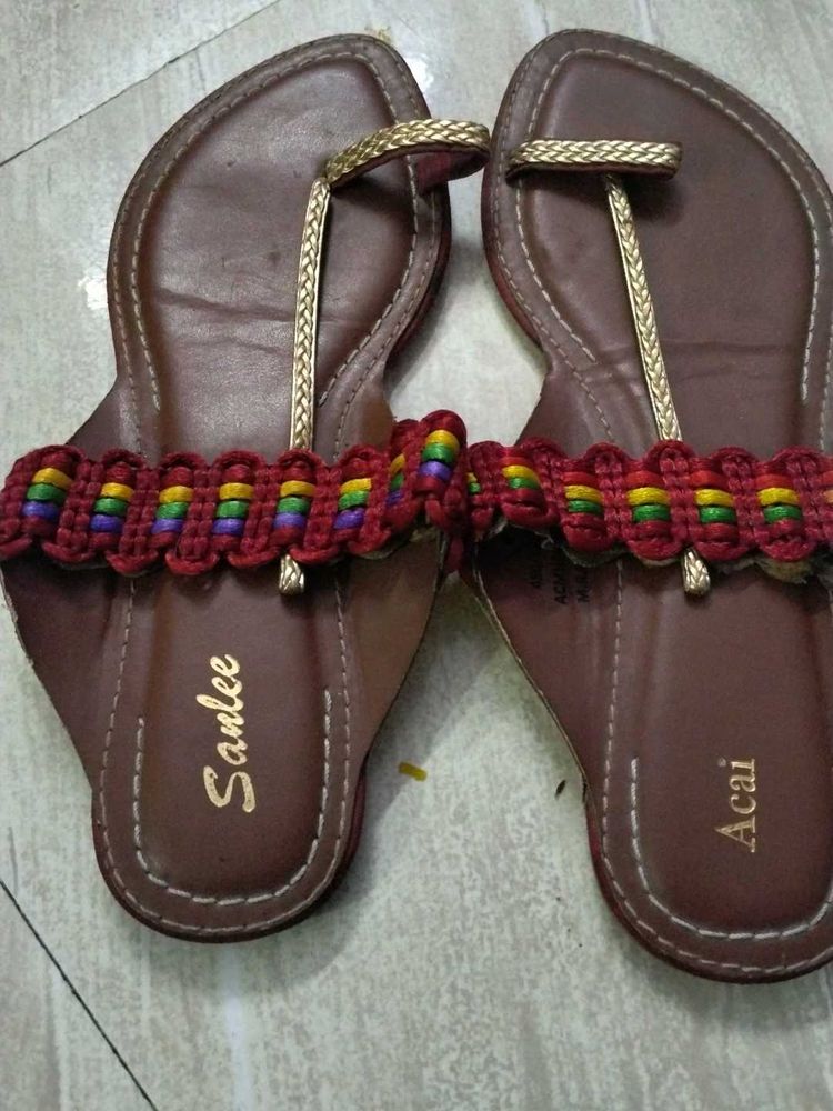 Sanlee &amp; Acai Rainbow Strap Sandals