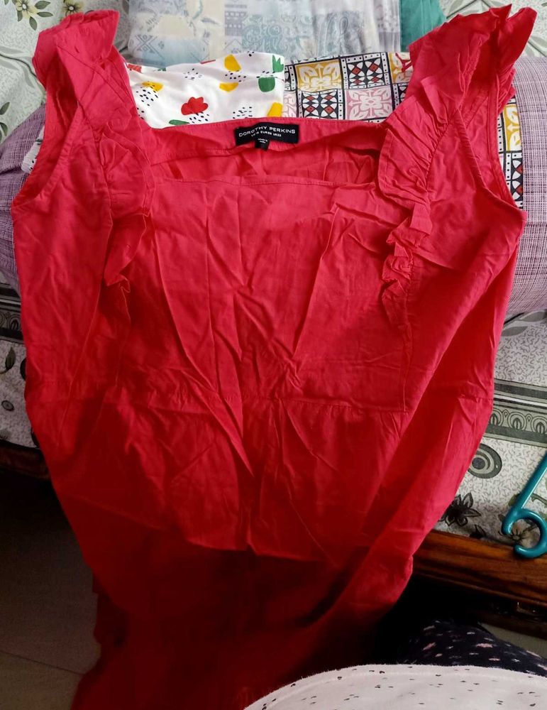 megenta Ruffle long dress