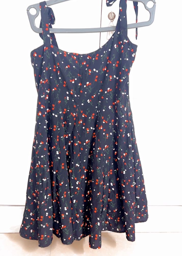 Floral Print Tie-Shoulder Dress