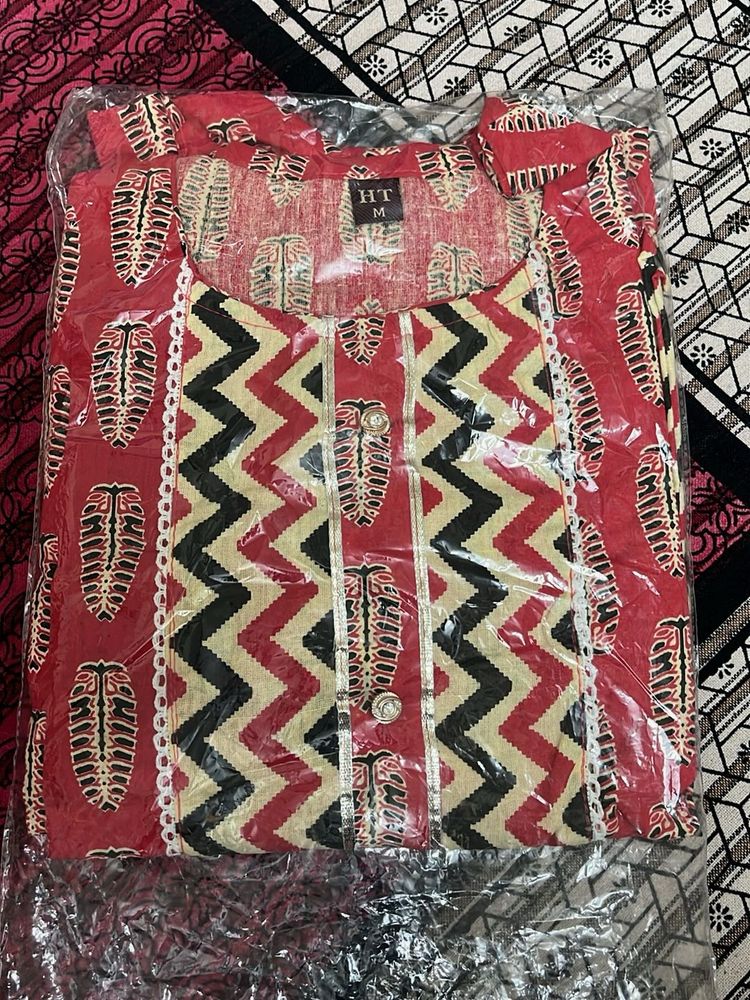 Red Printed Kurta Set with pant