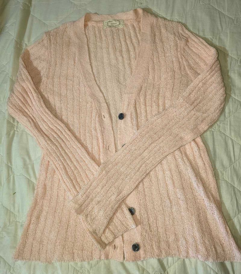 Peach Knit Cardigan