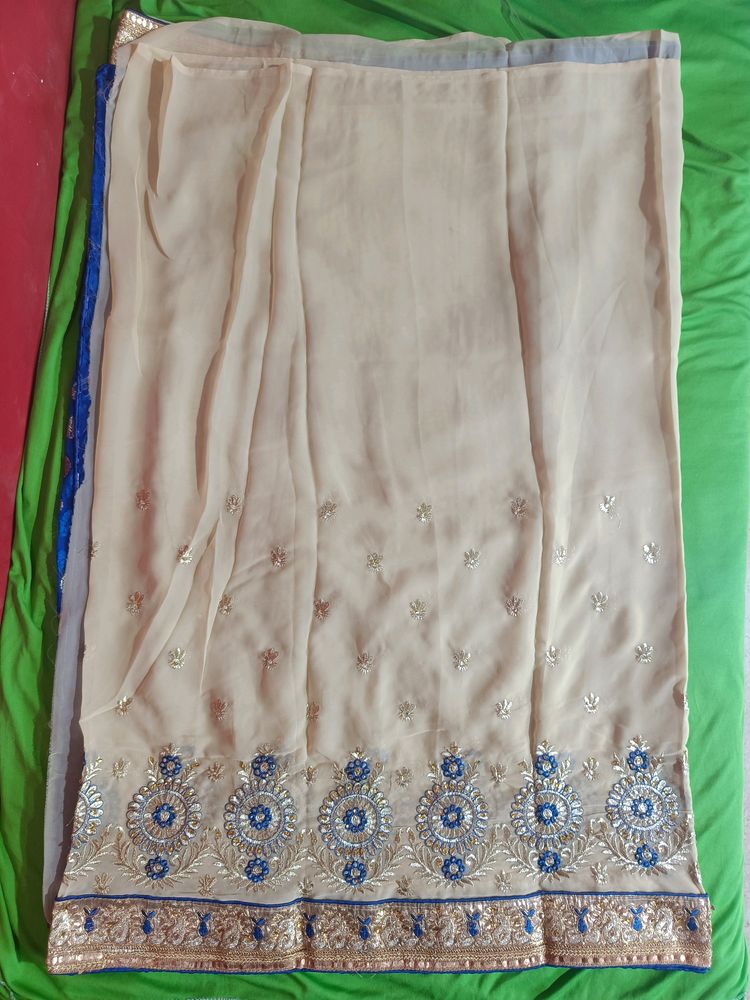 Party Wear Net Zari Work Saree