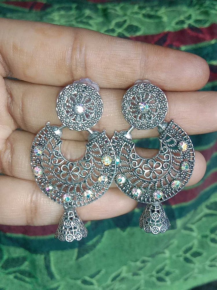 Silver Jhumka Earrings
