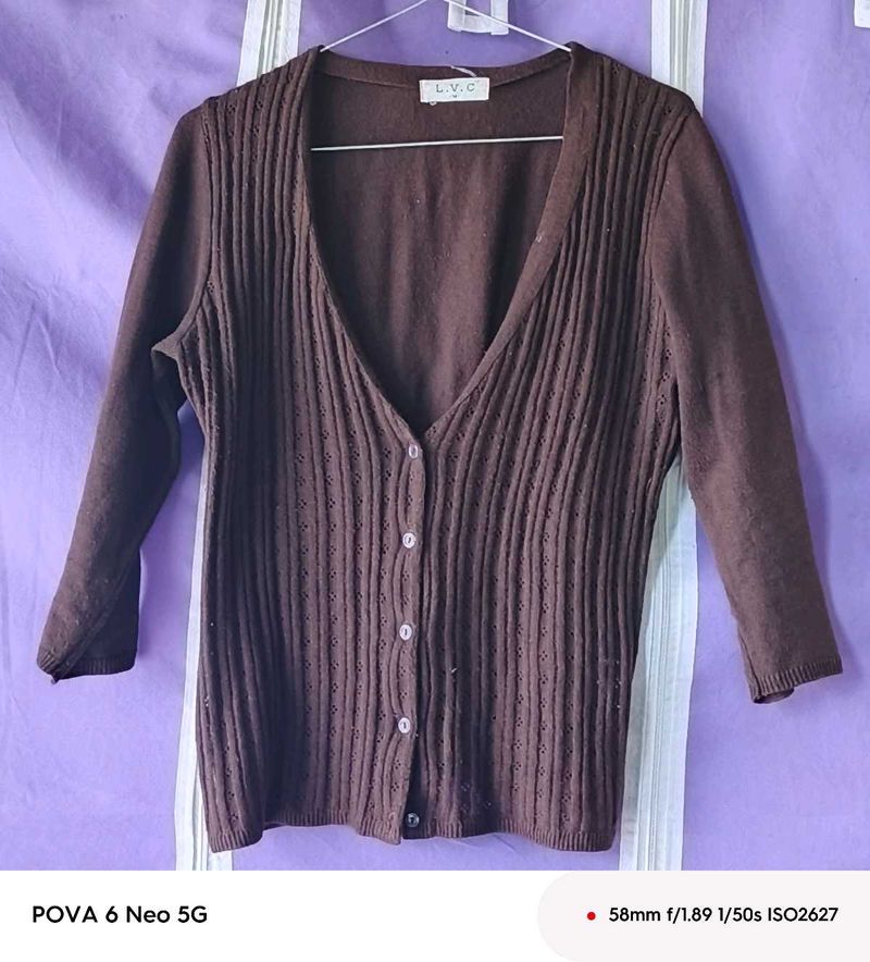 Brown Knit Cardigan
