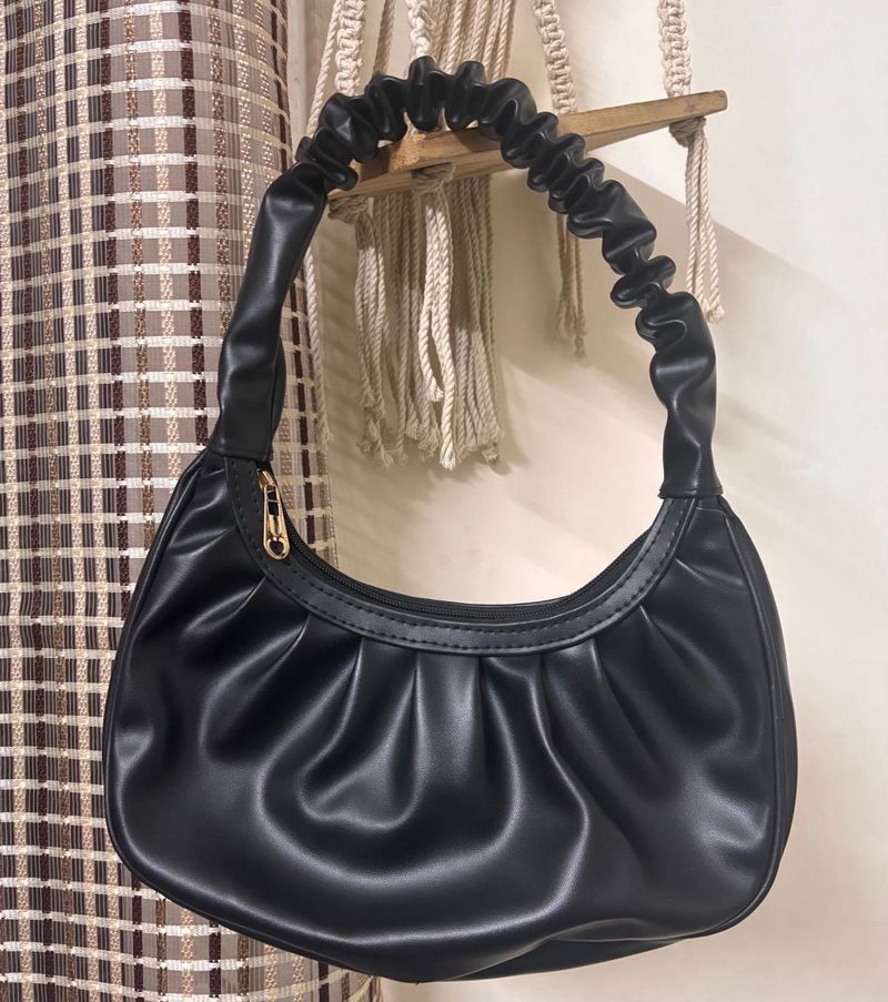 Black Ruched Handle Handbag