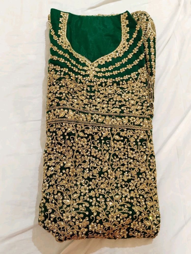 New Bridal Long Frock Unused With Semi Stitched