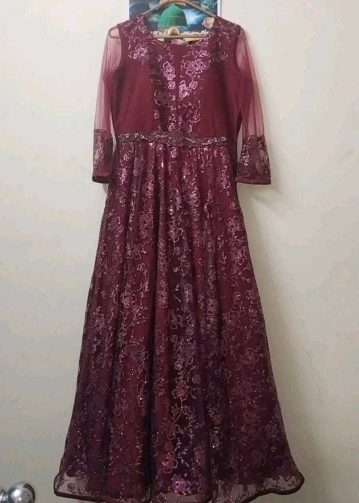Elegant Maroon Evening Gown