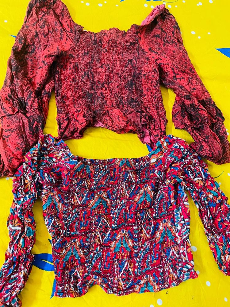 Two Bohemian Style Smocked Tops