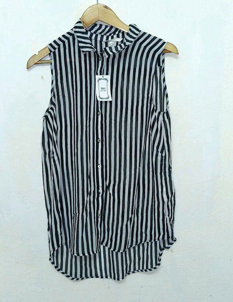 Trendy New Striped Sleeveless Blouse