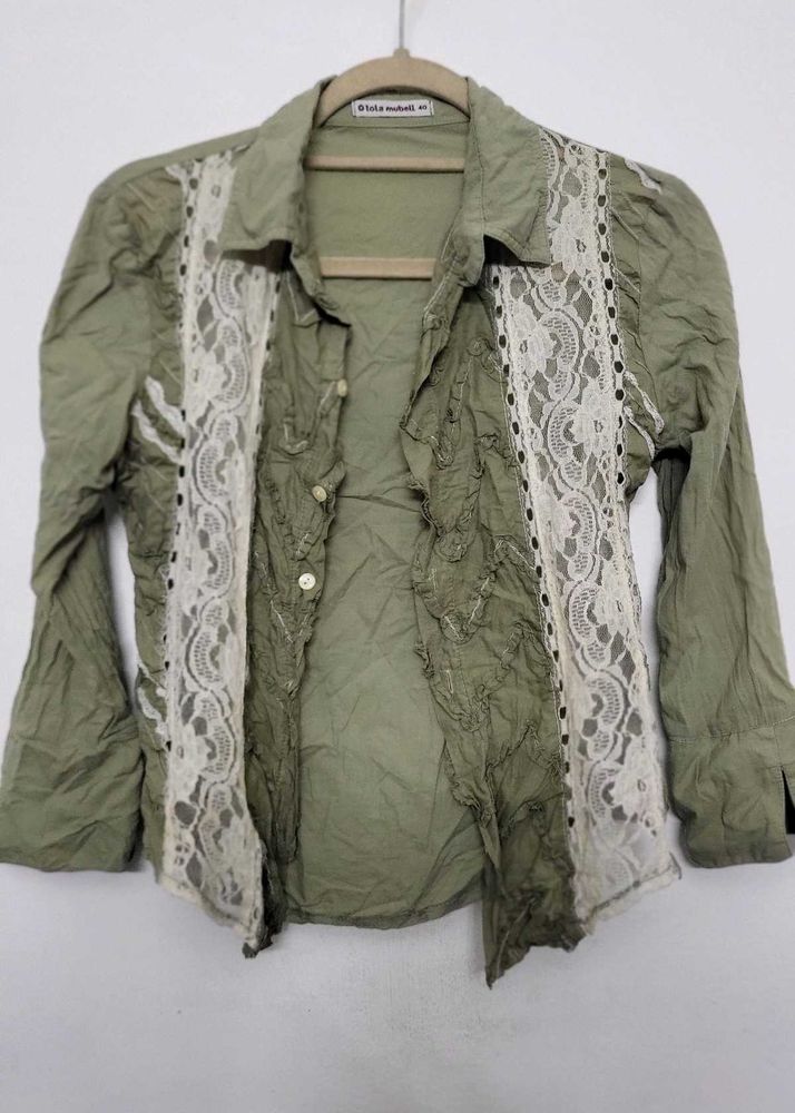 Olive Green Lace Top