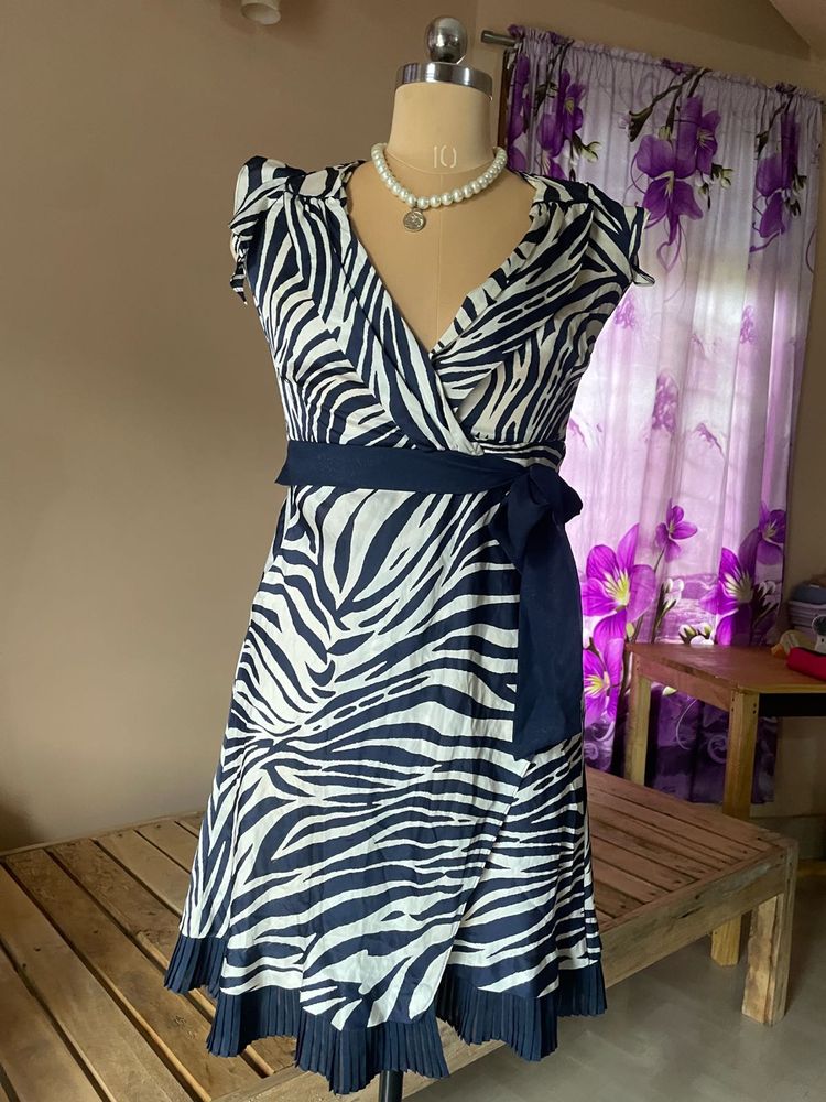 Zebra Print Wrap Dress